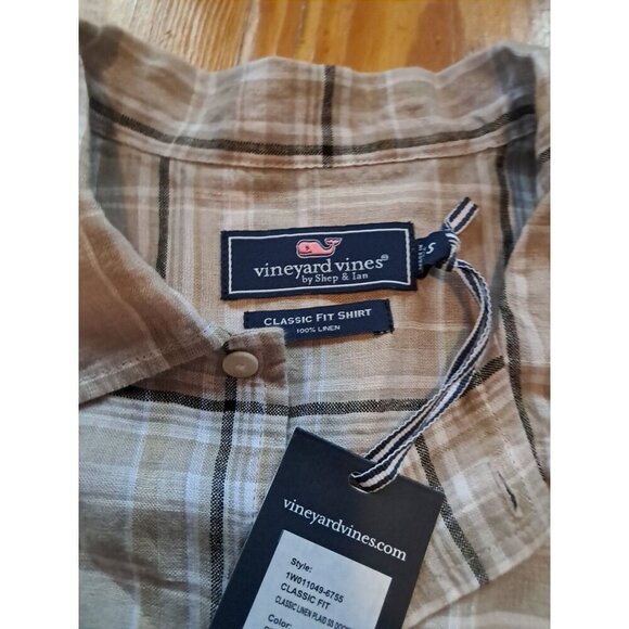 vineyard vines Shirt Mens Small S Button Down Tan Board NEW - Picture 3 of 3